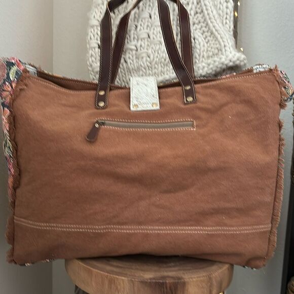 Myra Bag Fyole Canvas & Hairon Weekender Bag - Picture 3 of 10